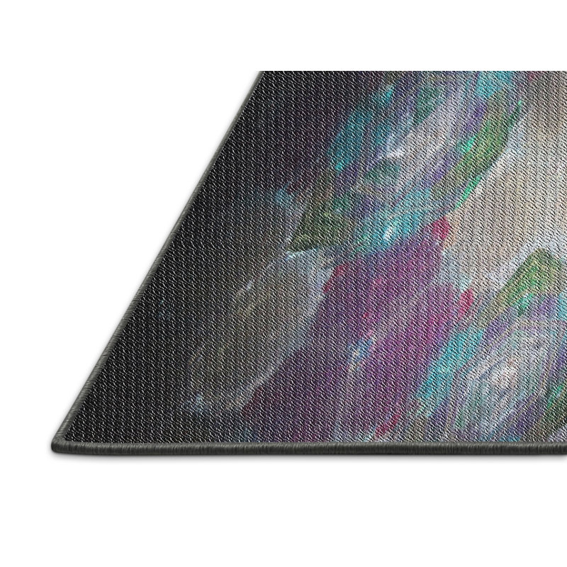 Tapis noir/vert/gris à tisser électrique, Rectangle 8 pi x 10 pi