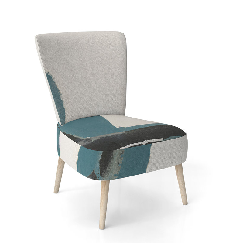 Upholstered Floral Side Chair - Modern floral Accent Chair, Abstract Gray Polyester Blend 17
