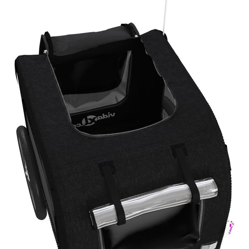 Pet Bike Trailer Oxford Fabric and Iron, Black, 80cm H x 55cm W x 133.5cm D