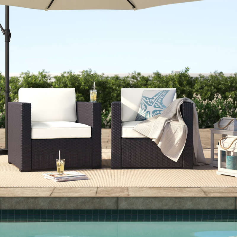 Chaise d'extérieur avec coussins Arbedella Lawson, Blanc