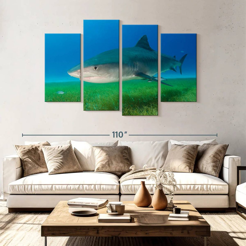 Brampt Tiger Shark On Sea Grass, 54"H x 84"W