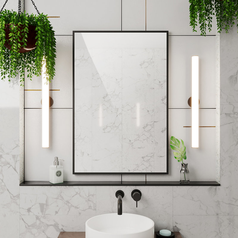 Prospero 36 in. H x 24 in. W Rectangular Hanging Mirror,, Matte Black