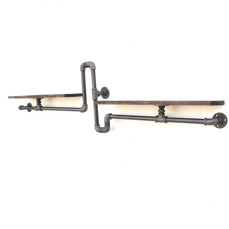 2 Piece Metal and Solid Wood Shelf