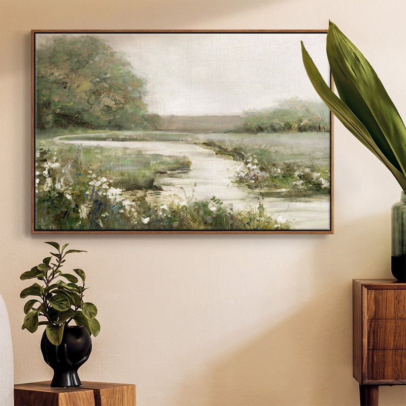" Quiet Path " Painting Print, Walnut Framed, 25" H x 37" W x 2" D