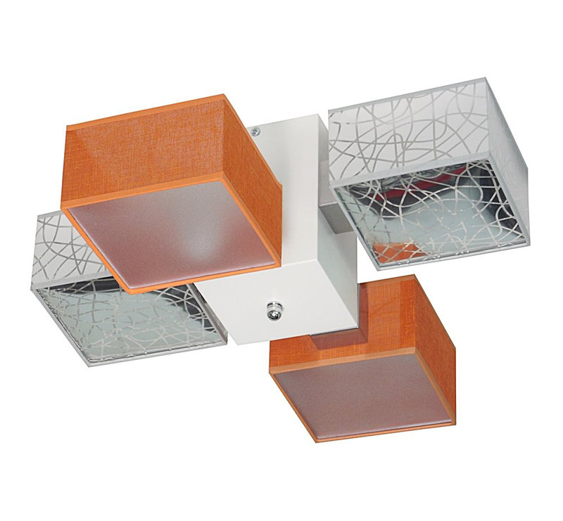 Miranda Semi Flush Mount, Light Brown, Silver and orange