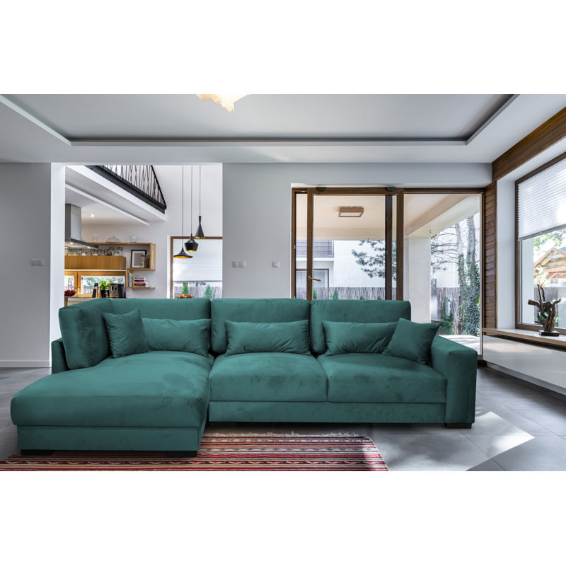 Nahkita 4 Seater Corner Sofa , Green, Left Hand Facing