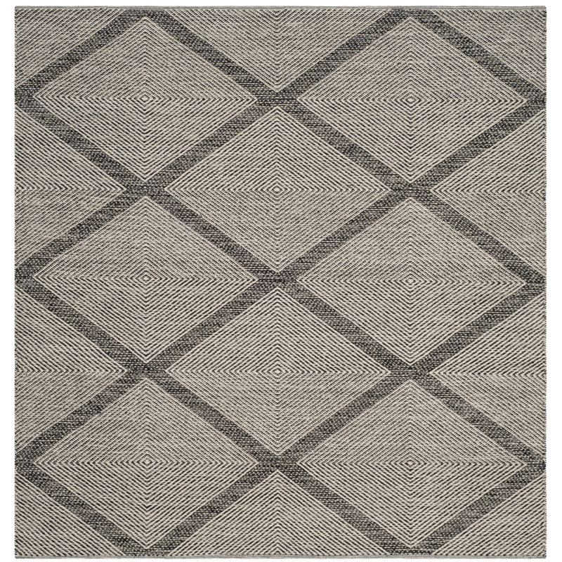 Abberton Hand Woven Cotton Geometric Rug, Square 6'