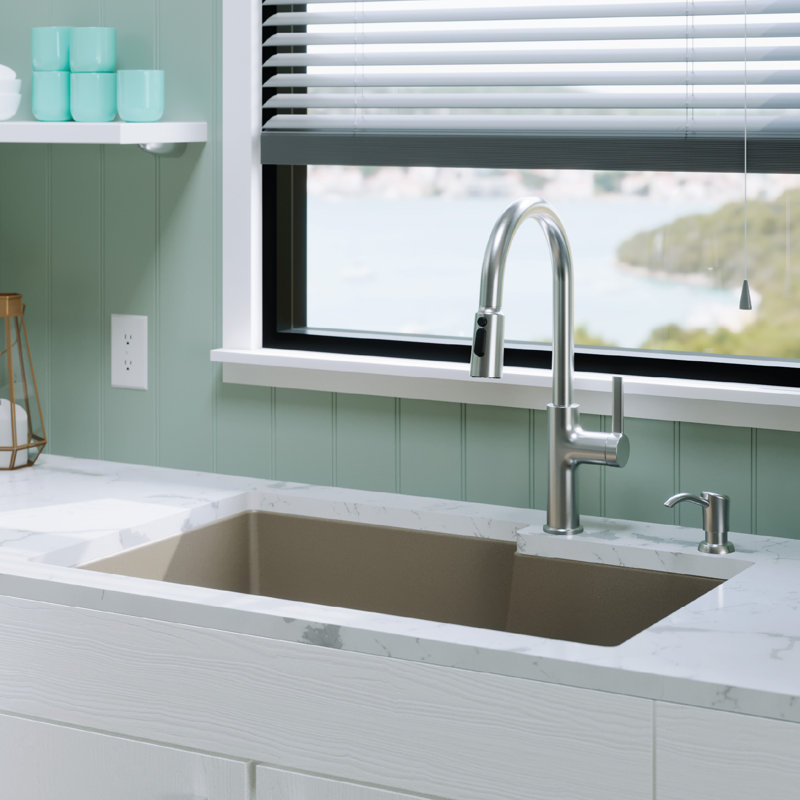 Évier de cuisine à double cuve encastrable Karran Quartz 32 po x 21 1/4 po 60/40, Béton