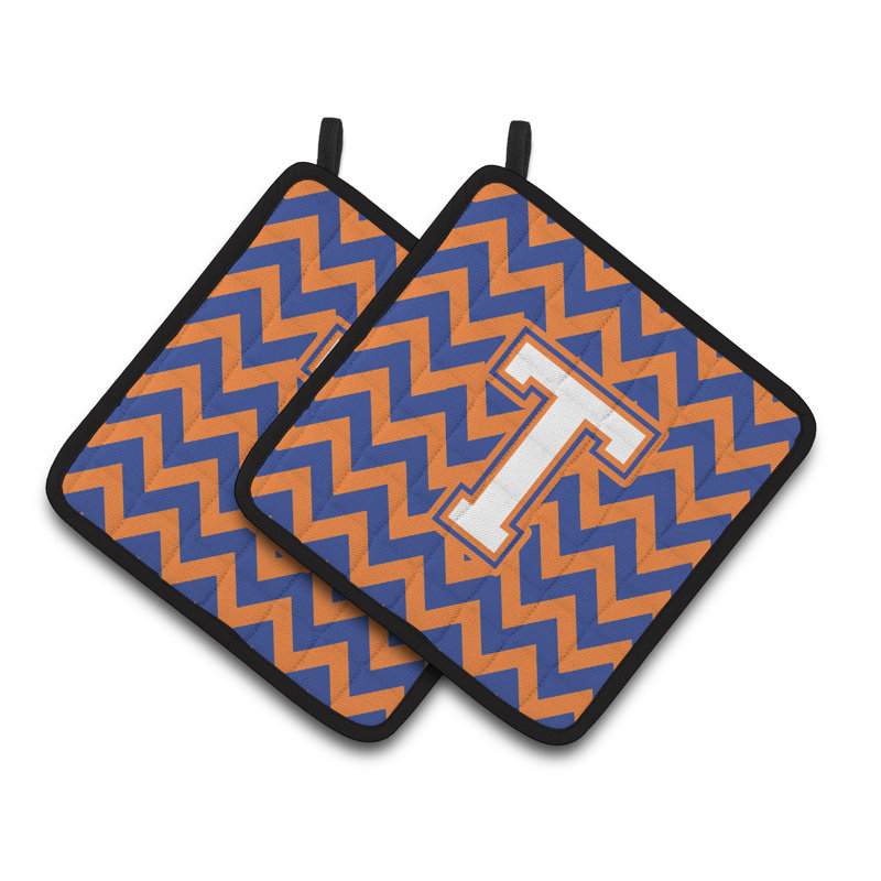 Poignée à chevrons, T, Bleu/orange
