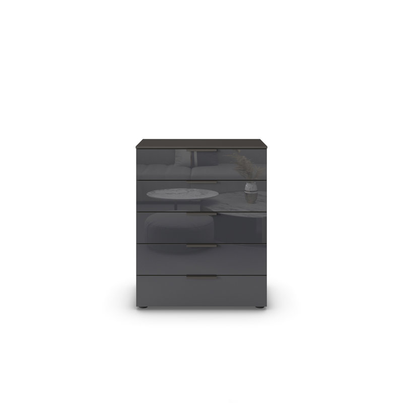 Flipp 5 - Drawer Chest of Drawers, Graphite/Glass Basalt