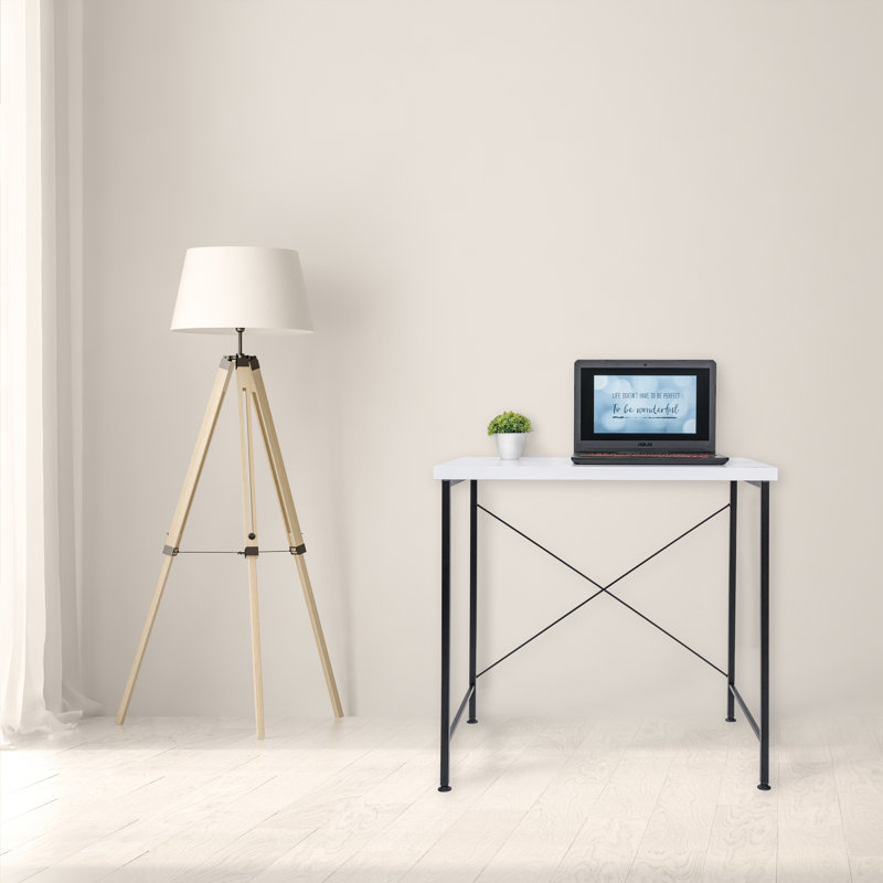 Malasha Metal Base Writing Desk, Black, White