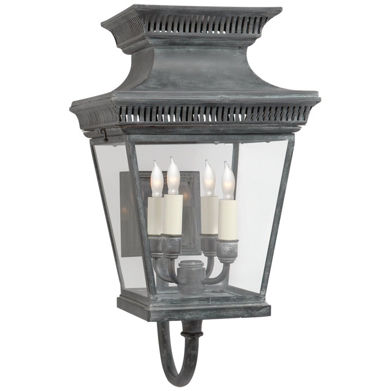 Chapman & Myers Elsinore Medium Bracket Lantern, Weathered Zinc, 20.5" H x 11" W x 11" D