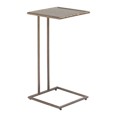 Modern Bronze Side Table Glass Top Accent Table Small End Table Living Room Table Minimalist Design