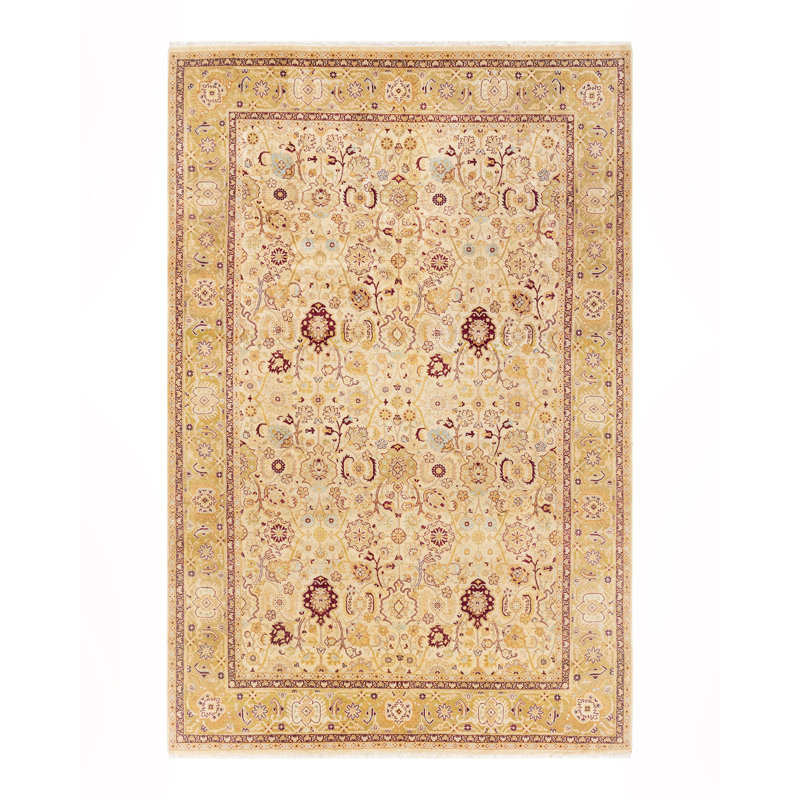 Tapis unique en laine noué à la main 6 pi 2 po x 9 pi 3 po nouvel âge Hayner