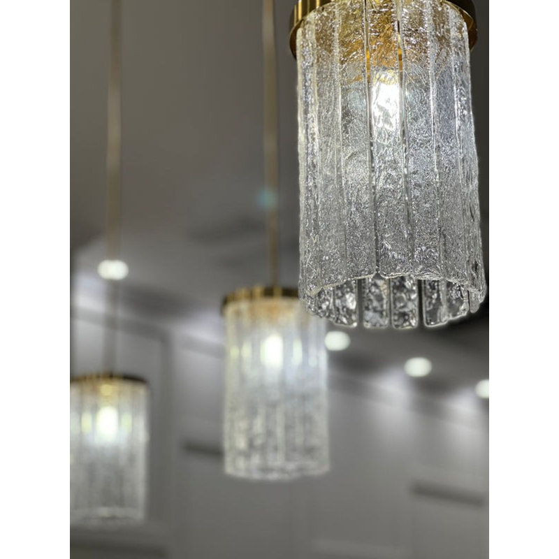 Lustre rond / ovale à 3 lumières à intensité variable Kalli, Nickel satiné
