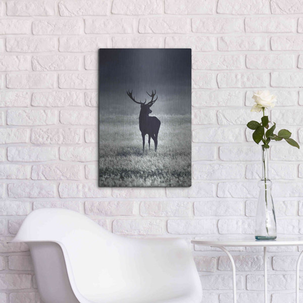 Millwood Pines Silhouette Deer On Metal by Incado Print | Wayfair