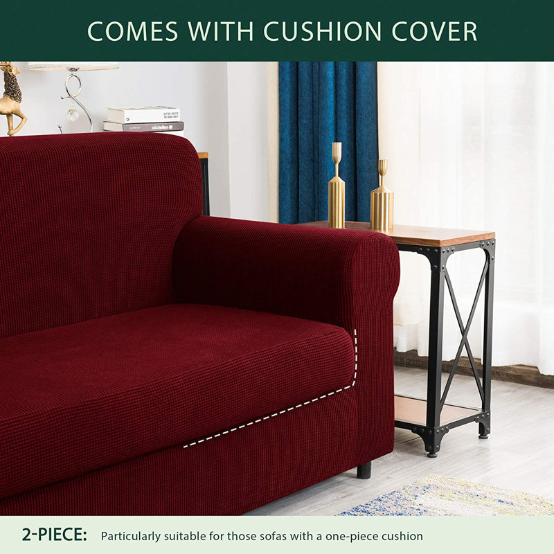 Box Cushion Sofa Slipcover, Wine