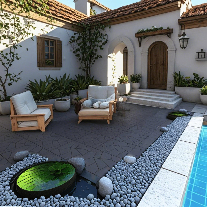 44pcs Stone Style 12" Patio Deck Tiles