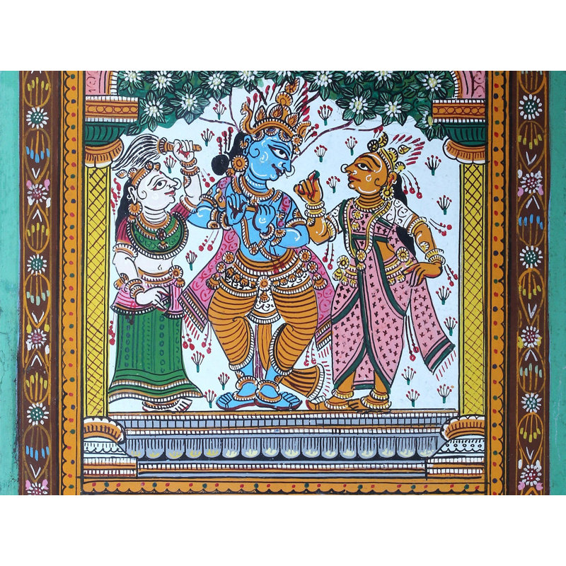Lord Krishna avec Rukmini et Satyabhama