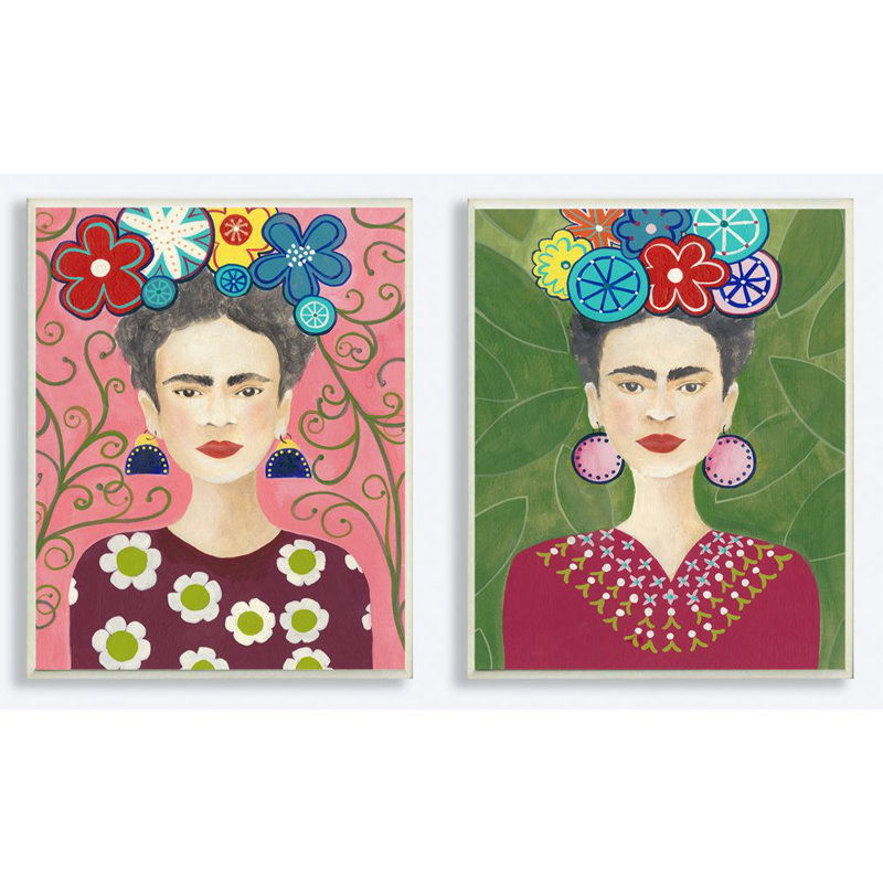 « frida mode designer painting pattern », ensemble de 2 impressions sur toiles, Plaque murale, H 15 po x l 10 po