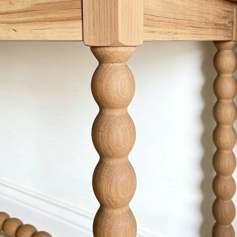 Console rétro style français,  H 30,7 po x l 70,9 po x P 15,7 po, Bois naturel