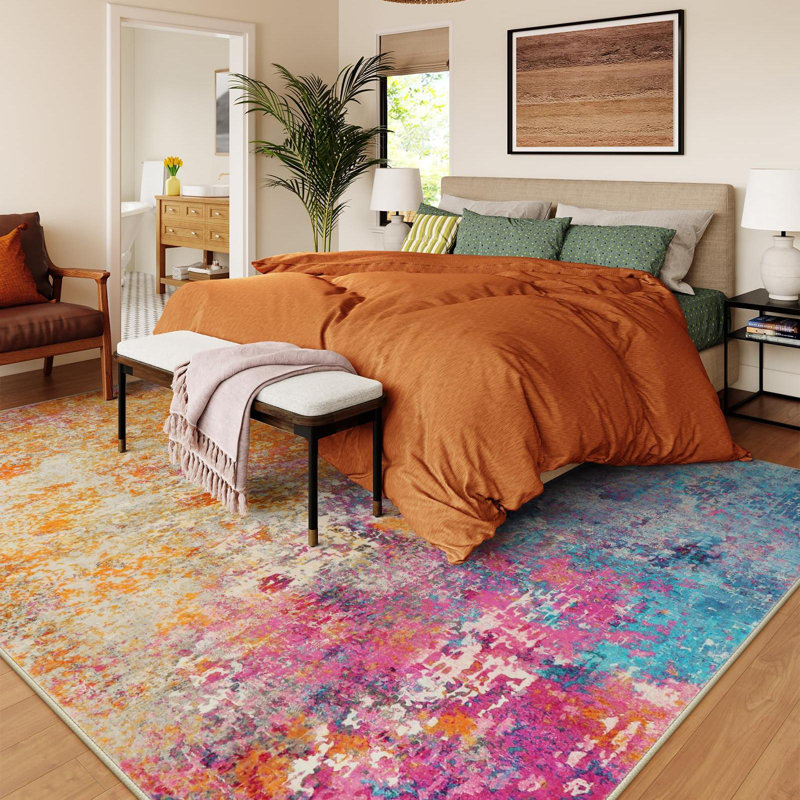 Kayo Modern Abstract Washable Area Rugs for Bedroom Soft Large Accent Carpet for Living Room Home Decor, Rectangle 5' x 7'