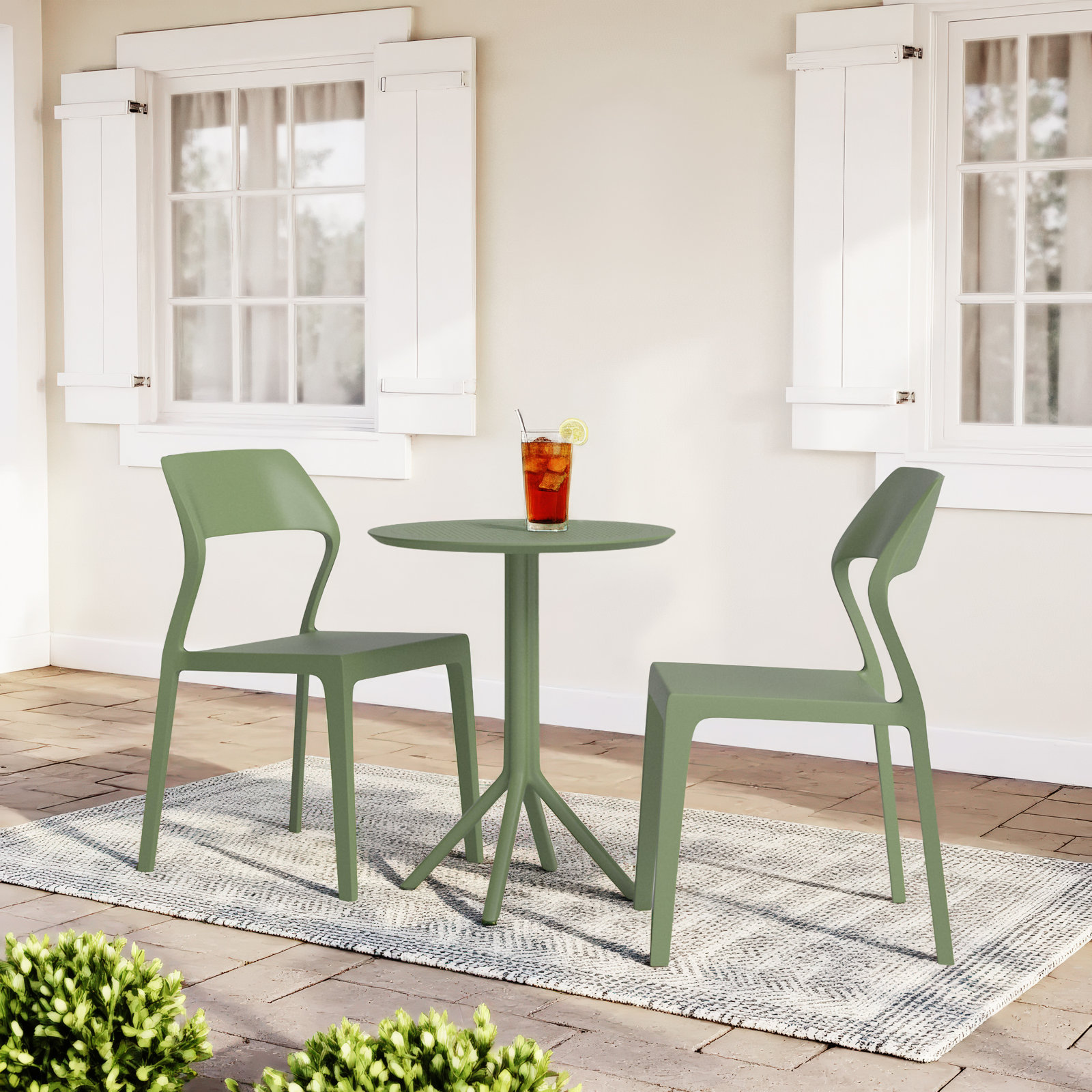 Farrah 24" Patio Bistro Set, Olive Green