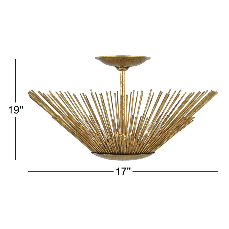 Helios 3 - Light Semi Flush Mount, Antique Gold