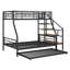 Lit superposé simple au-dessus de double avec gigogne et escalier de rangement Akbez-490001511