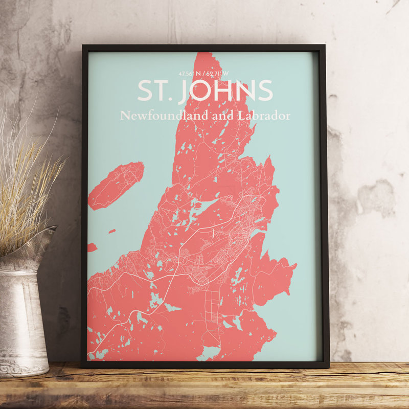 St. Johns City Map 1 Piece Wall Art, 50.8cm H x 40.6cm W x 0.13cm D