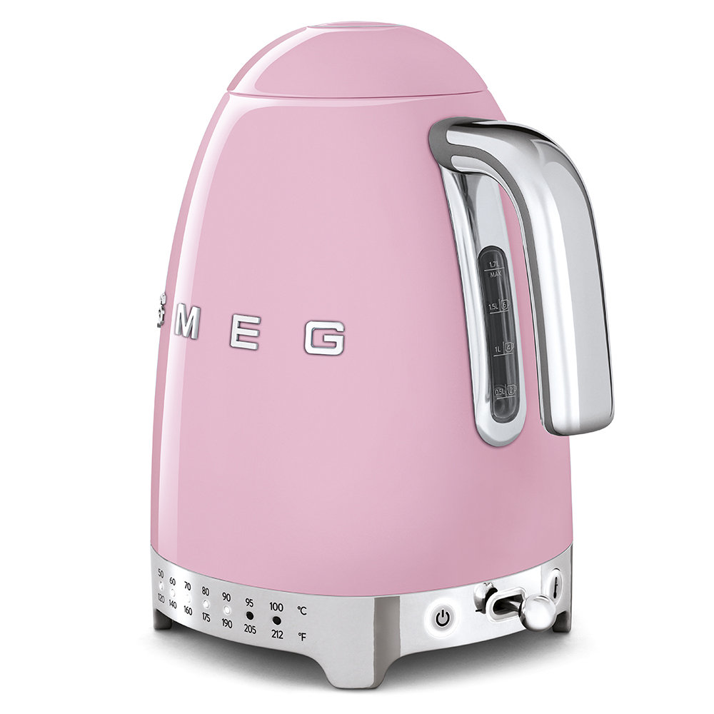 SMEG 50s Style Variable Temp Electric Kettle, Pink