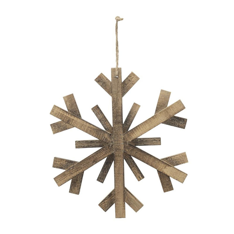 Rustic Brown Wooden Snowflake Ornaments Set of 6