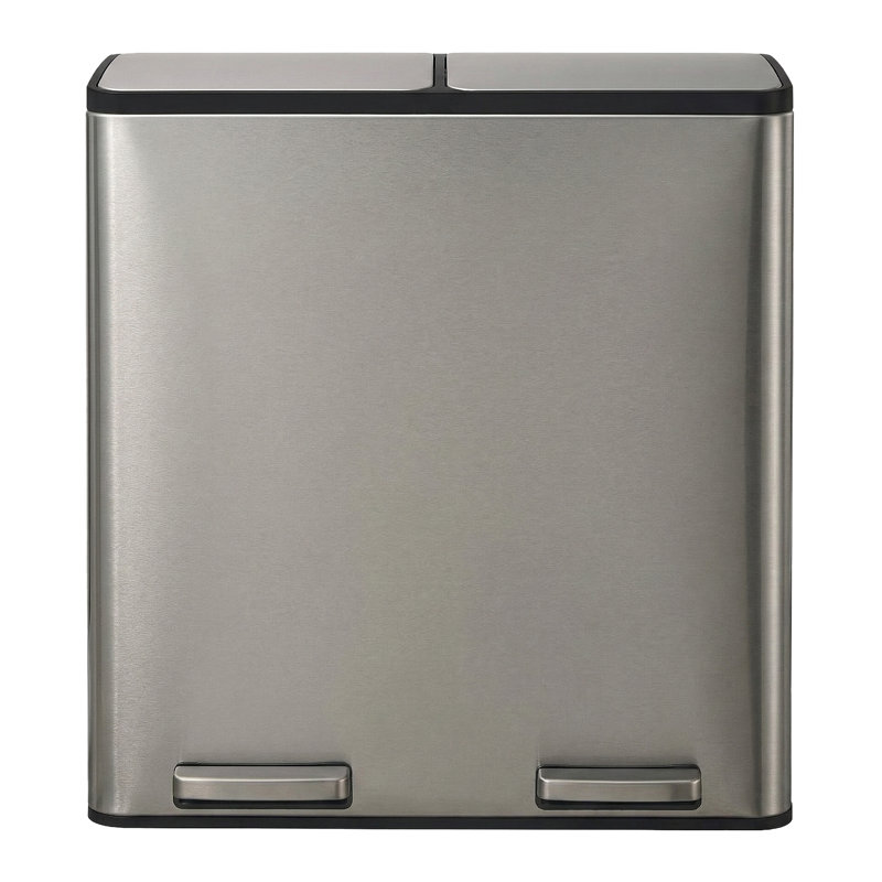 59.1×36.5×62.7cm Stainless Steel Step On Multi-Compartment Rubbish & Recycling Bin - 60L, Silver