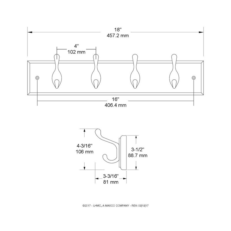 Ahearn Wall 4 - Hook Wall Mounted Coat Rack, Flat White and Satin Nickel Finish