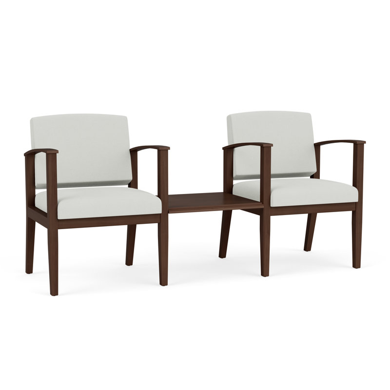 Structure en bois tandem 2 places avec table centrale Amherst, Noyer Riftwood, Ombre portes ouvertes