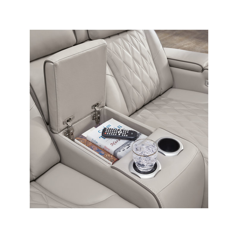 Causeuse inclinable en cuir Boyington, Gris
