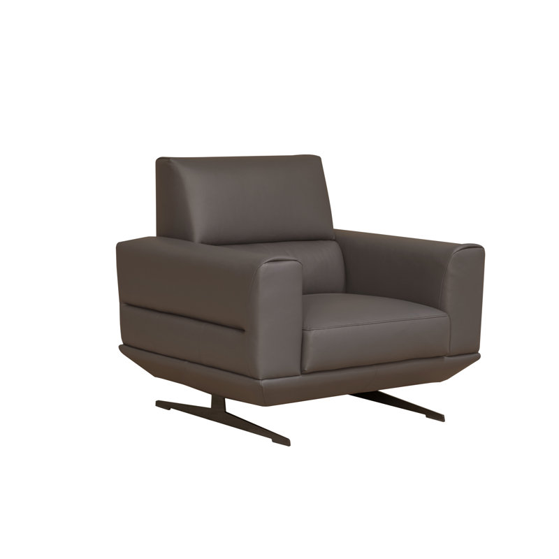 Fauteuil Kissha, Cuir véritable gris