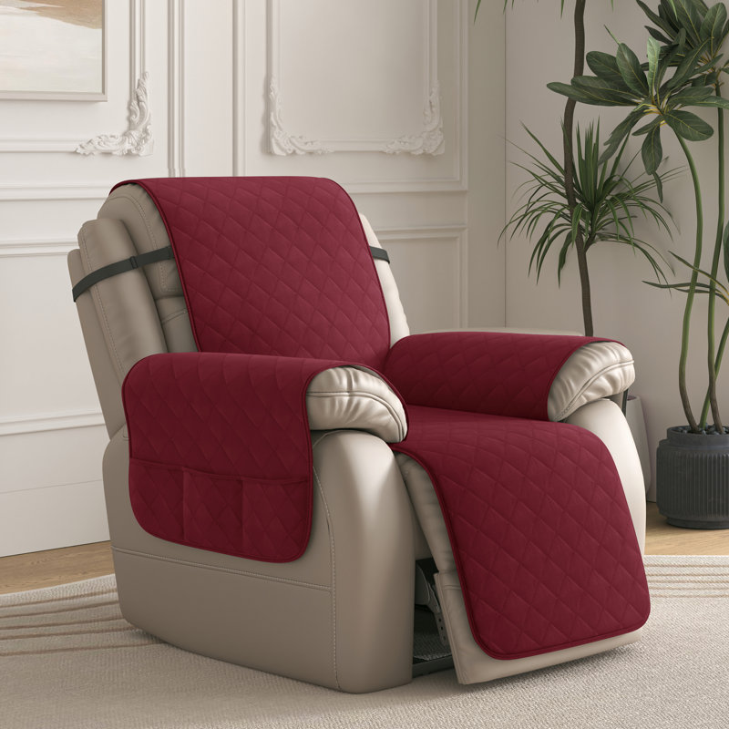 Housse matelassée et réversible pour fauteuil inclinable, Rouge vin, Grand H 91 po x l 28 po x P 22 po