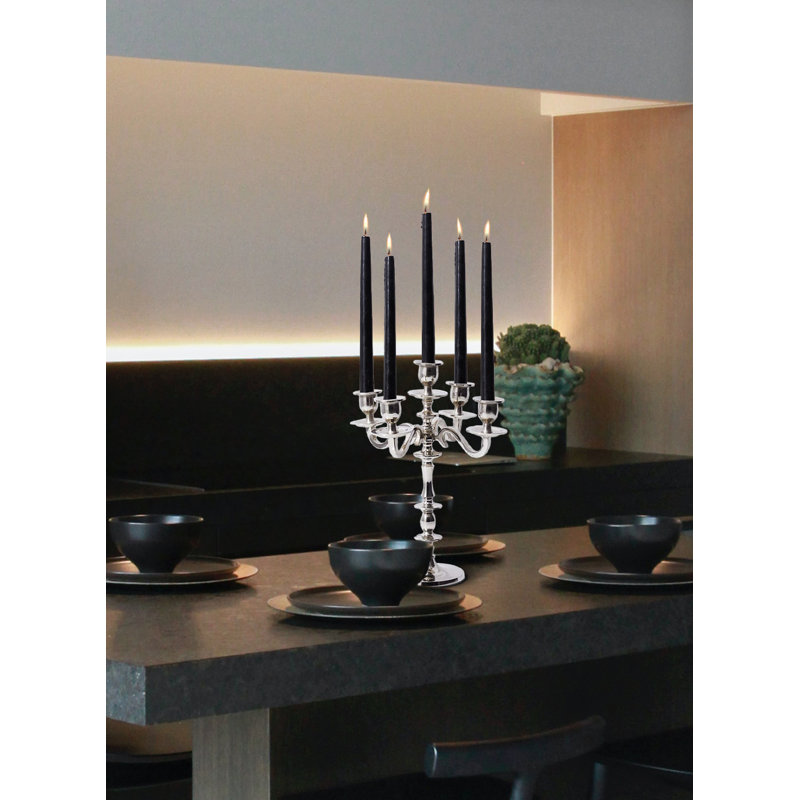 14'' H Aluminum Tabletop Candelabra, Nickel
