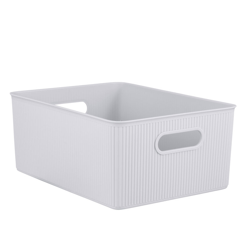 Panier en plastique nervuré, Blanc cassé, 1, H 6,25 po x l 11,5 po x P 15 po