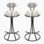 Ensemble de 2 tabourets de bar rembourrés avec tabourets de bar à hauteur de comptoir et chaises de bar modernes en velours pour îlot de cuisine et salon (noir et rayé)-1595167700