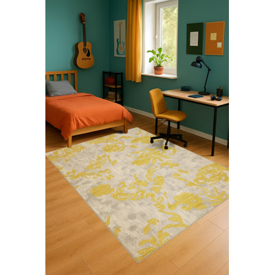 Tapis vert tissé à motif lavable Mosso