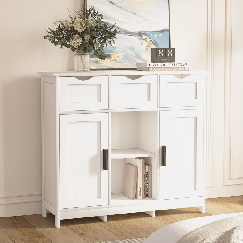 Storage Console Table, White