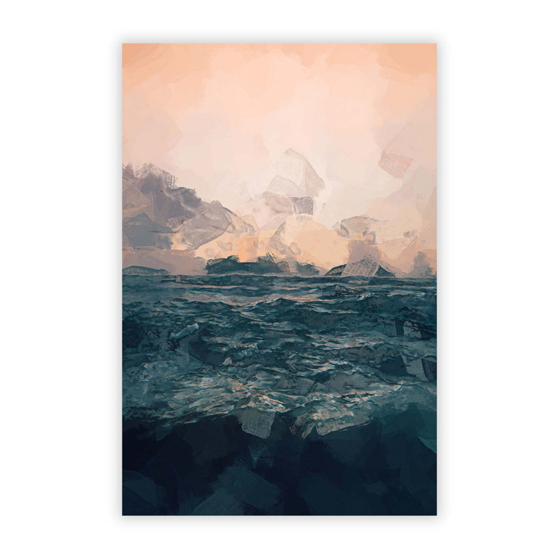Ocean Beneath A Peach Sky - No Frame Print, 59.4 cm H x 42 cm W