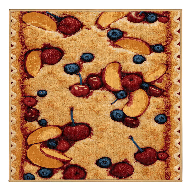  Tapis lavable avec fruits et desserts, Carré 3 pi