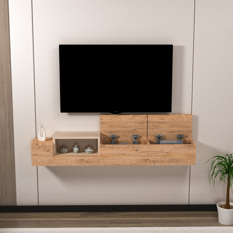 TV Stand for TVs up to 60" Goltry, Atlantic Pine/Beige