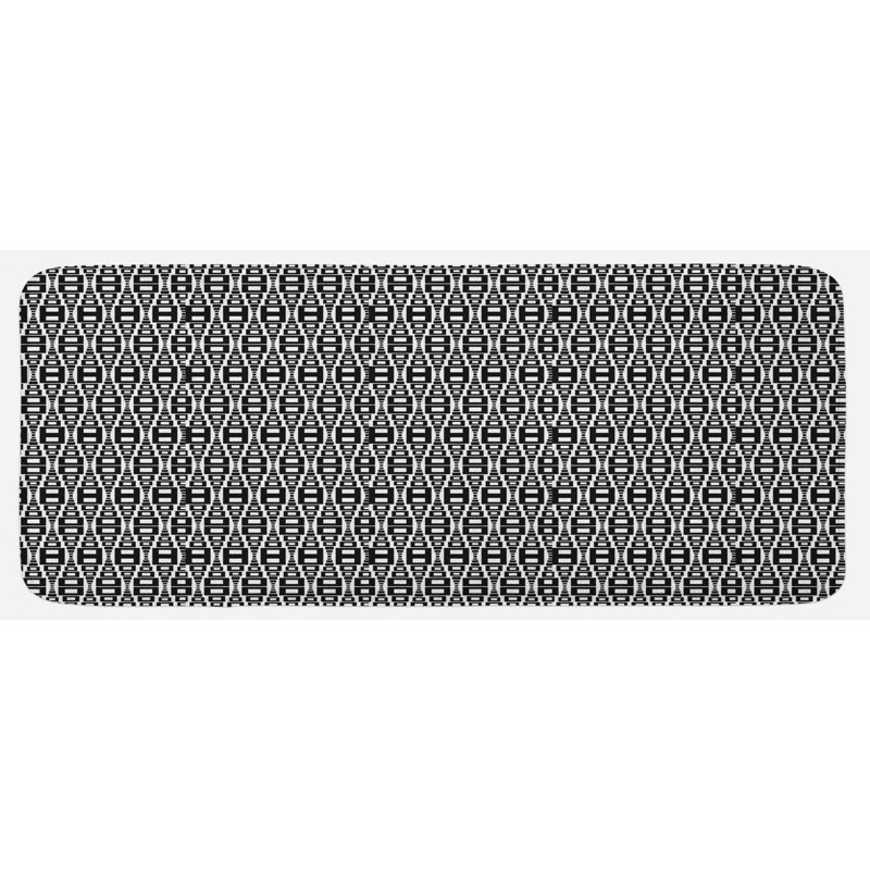 Tapis de cuisine noir et blanc à motif de lignes géométriques