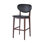 Tabouret de bar en métal avec siège et dossier en vinyle noir avec finition imitation bois, utilisation à l'intérieur