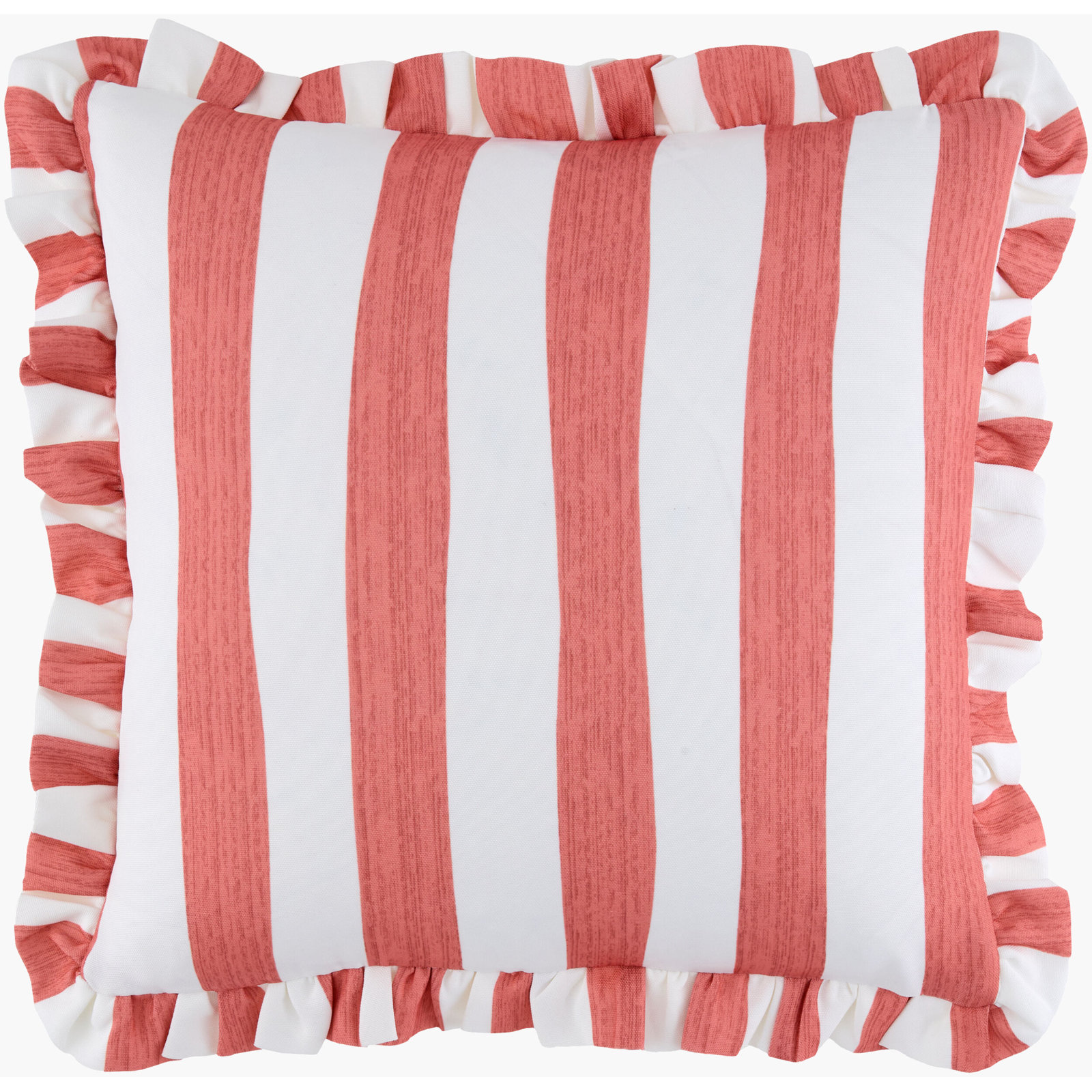 Laguna Ruffle Indoor/Outdoor Throw Pillow, Orange Striped, Square 22", Polyester