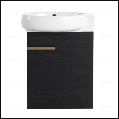 Meuble-lavabo mural à fermeture en douceur 16 po avec lavabo en céramique